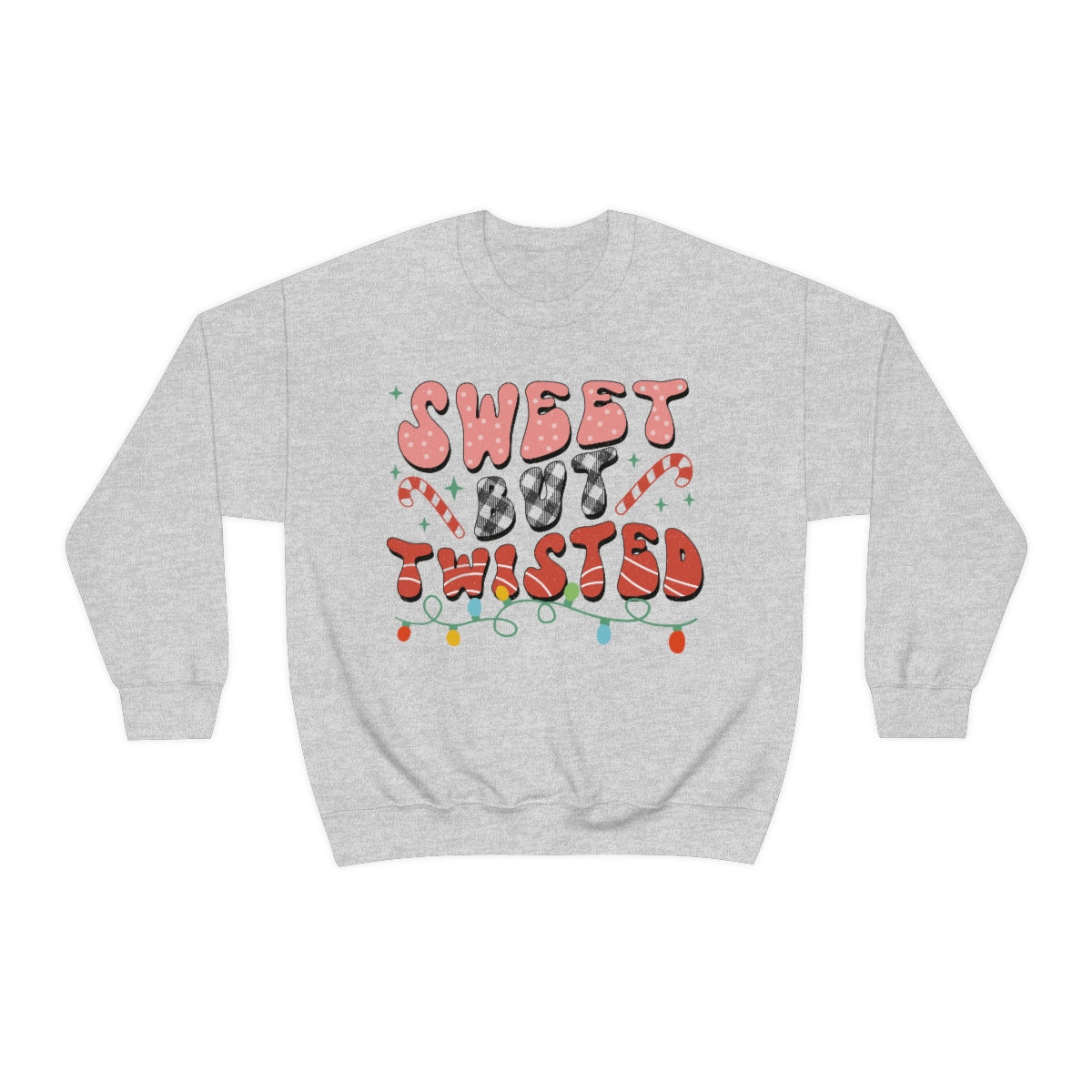 Sweet But Twisted Retro Candy Cane and Buffalo Plaid Christmas Sweatshirt