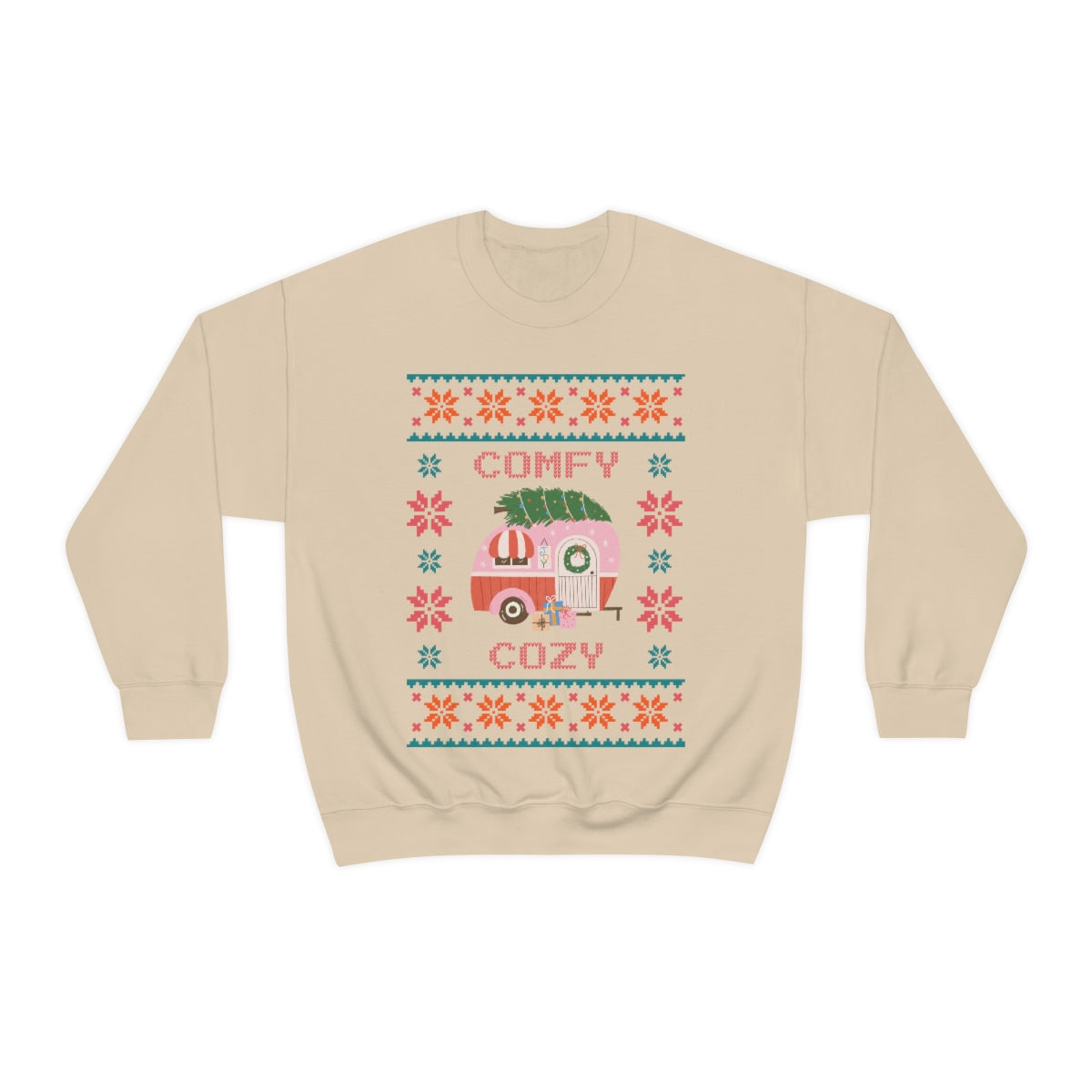 Comfy Cozy Retro Camper Ugly Christmas Sweater Sweatshirt