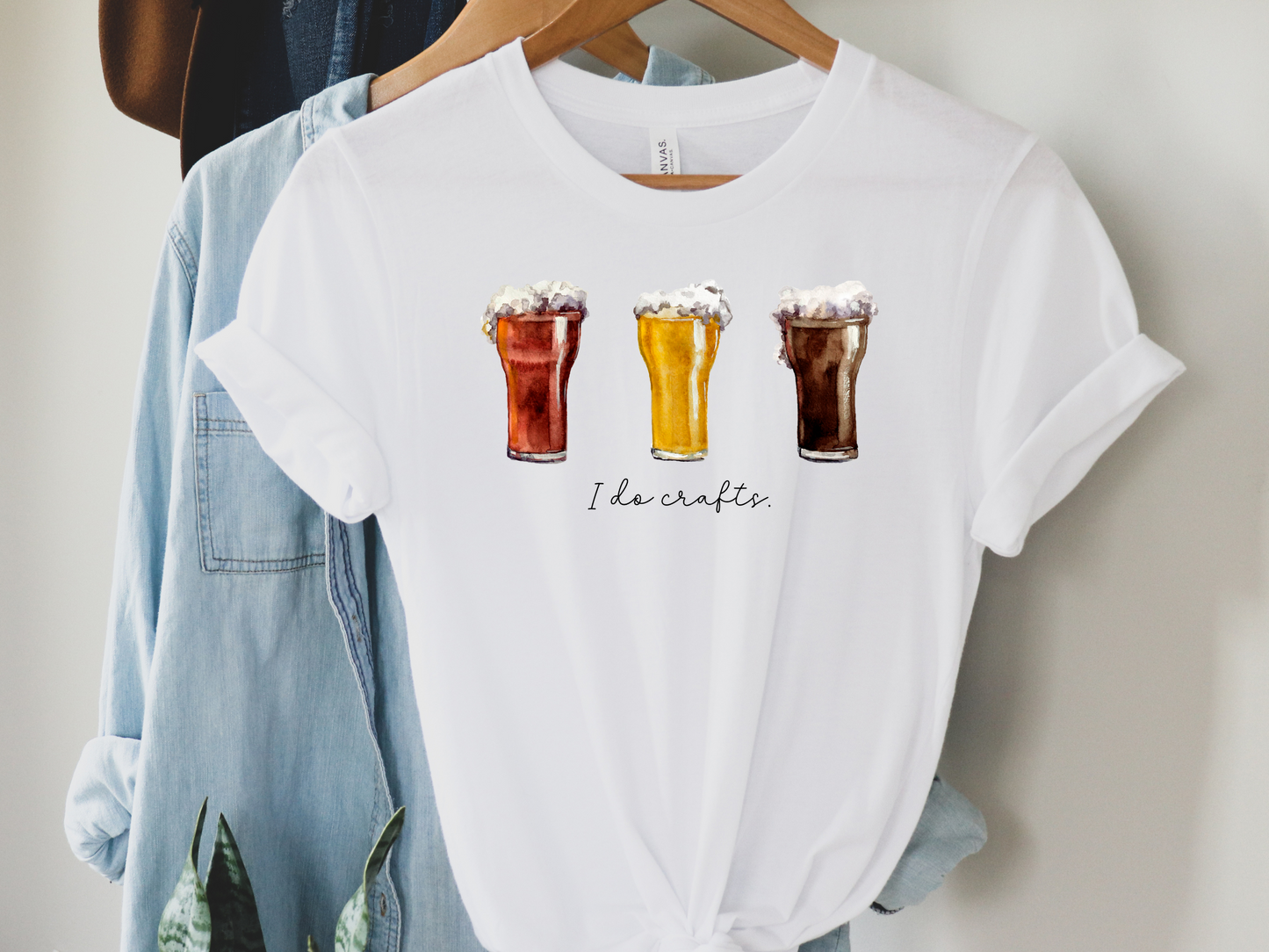 I DO CRAFTS Funny Beer Shirt, Boho Cottagecore Unisex Jersey Short Sleeve Tee