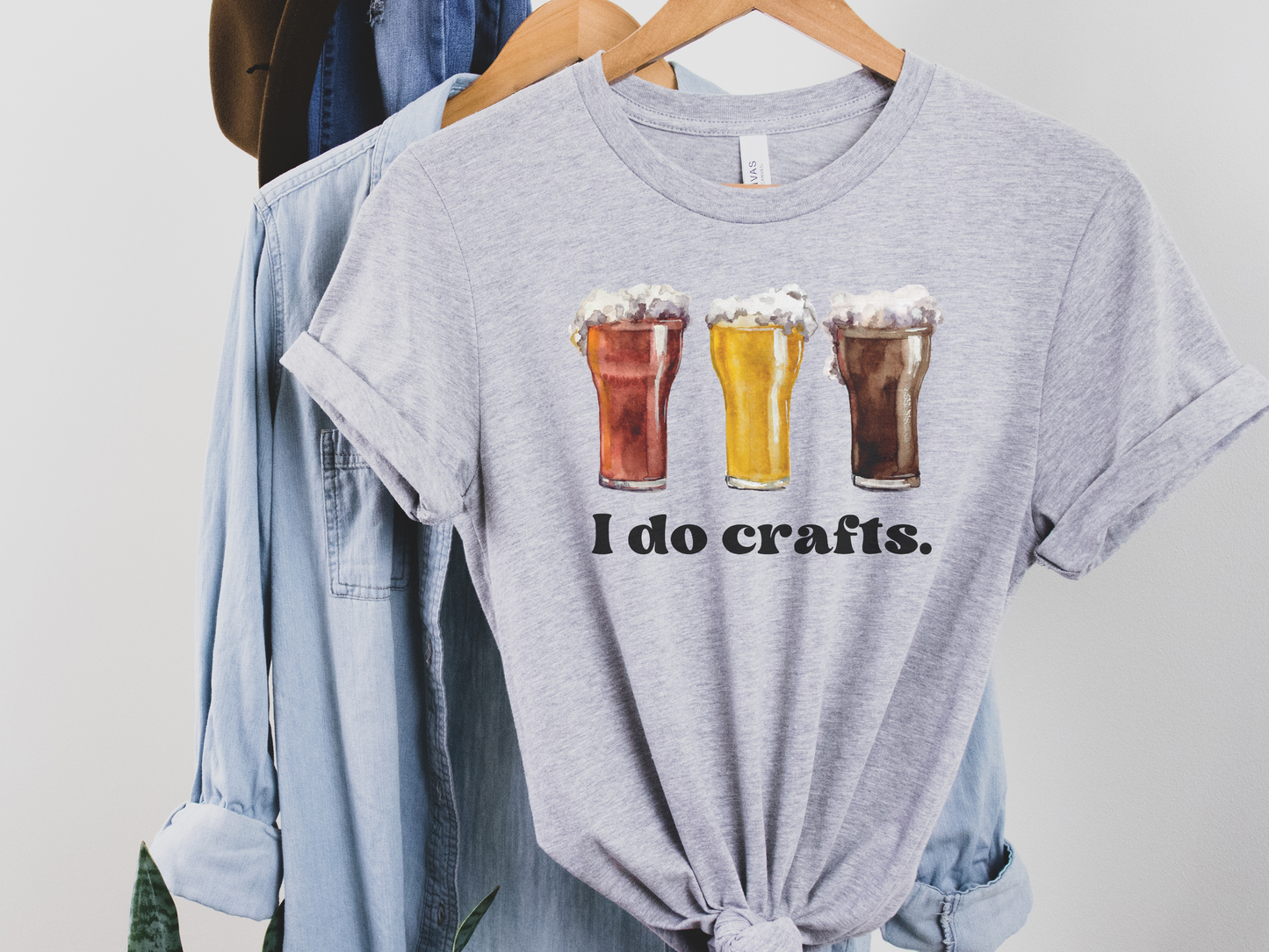 I DO CRAFTS Beer Shirt, Funny Unisex Jersey Short Sleeve Tee