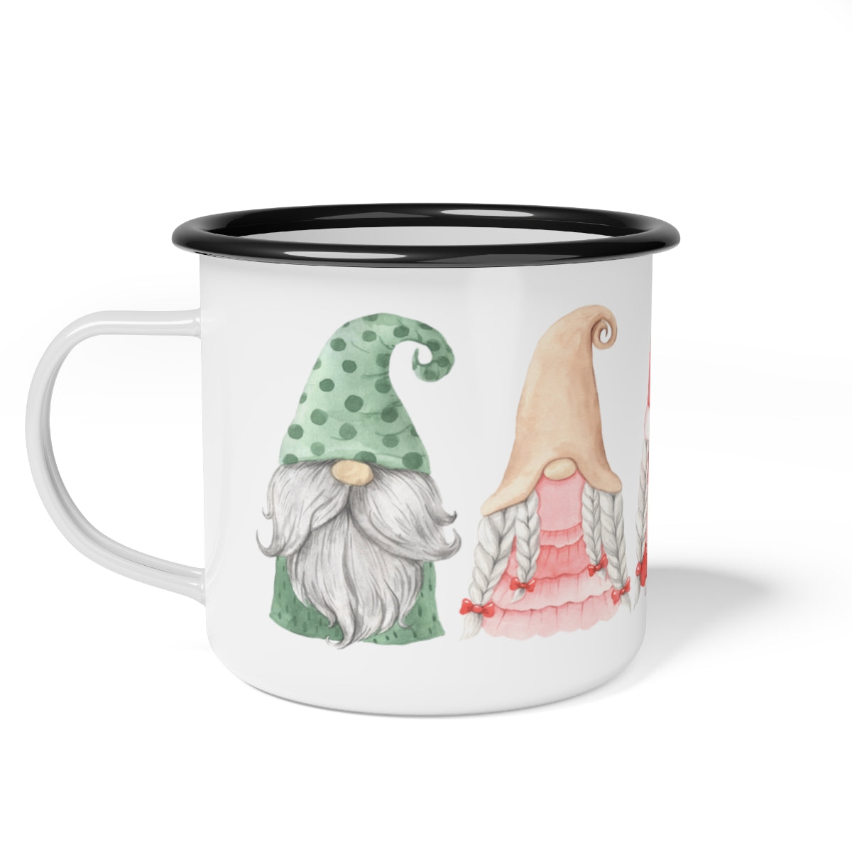 Scandinavian Gnomes Watercolor Enamel Camp Cup Mug
