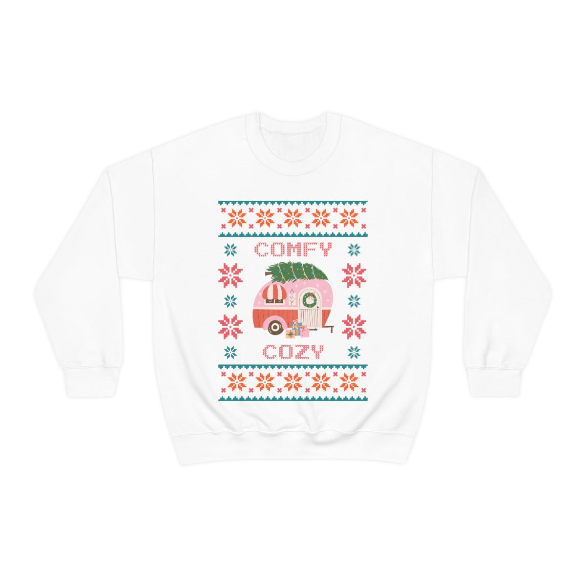 Comfy Cozy Retro Camper Ugly Christmas Sweater Sweatshirt