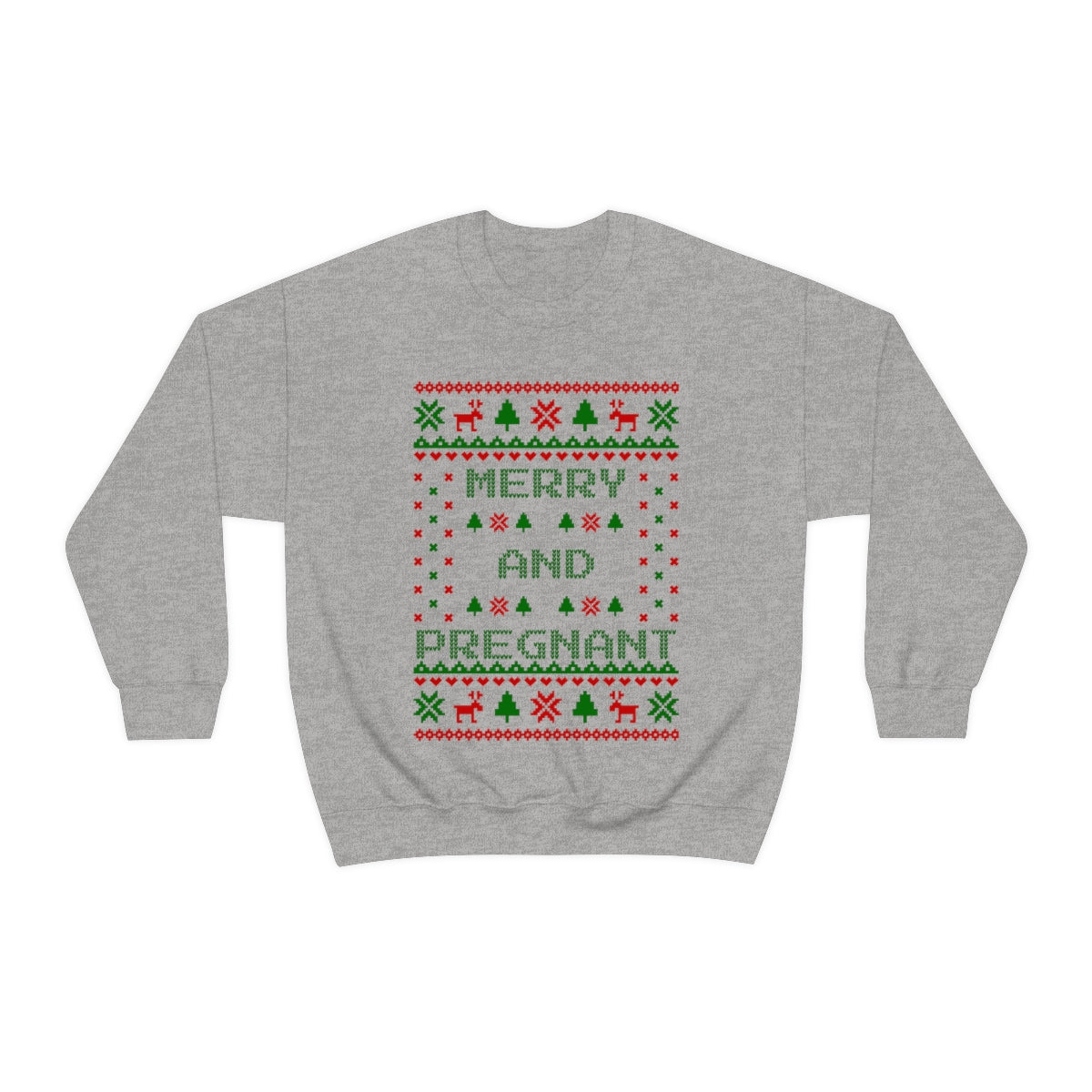 Merry and Pregnant Ugly Christmas Sweater Pregnancy Announcement Sweatshirt