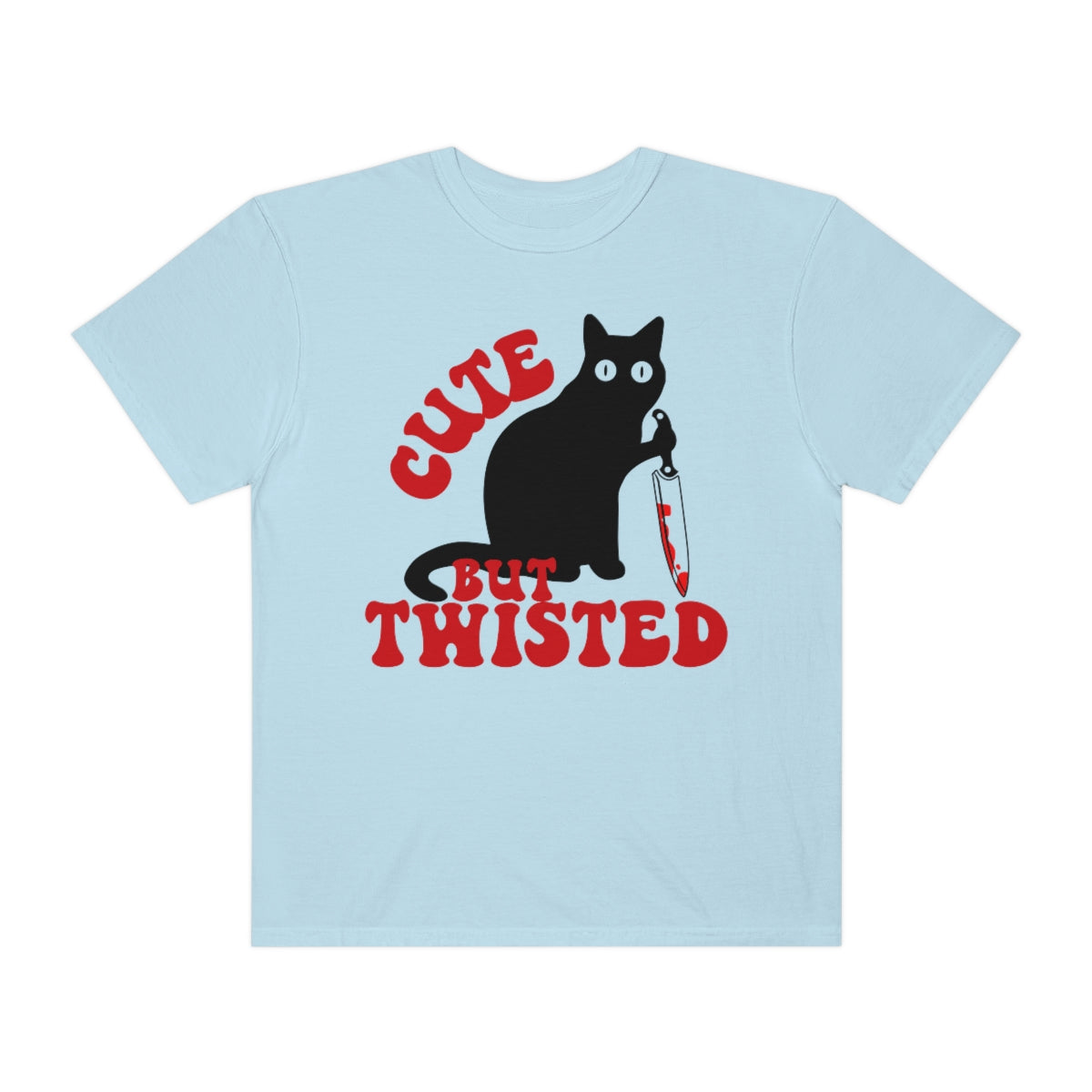 Cute but Twisted Cat with Knife Comfort Colors Retro Shirt