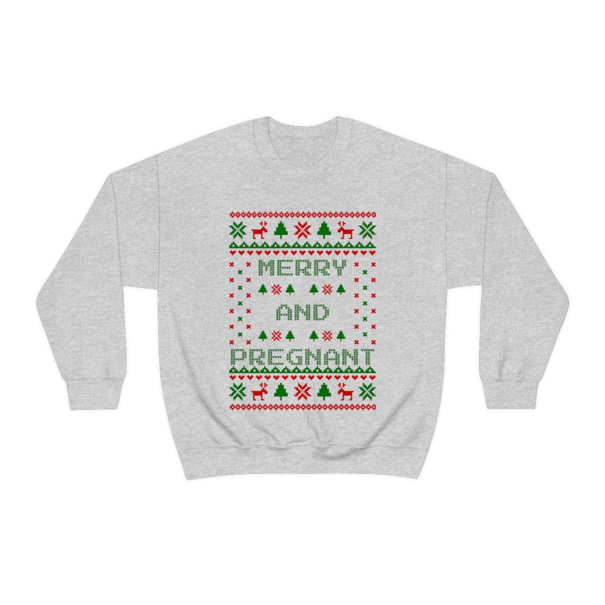 Merry and Pregnant Ugly Christmas Sweater Pregnancy Announcement Sweatshirt