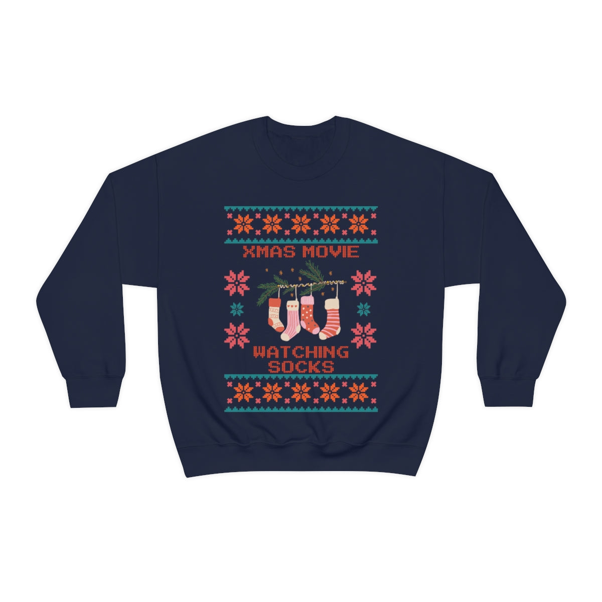 Christmas Movie Watching Socks Ugly Christmas Sweater Sweatshirt