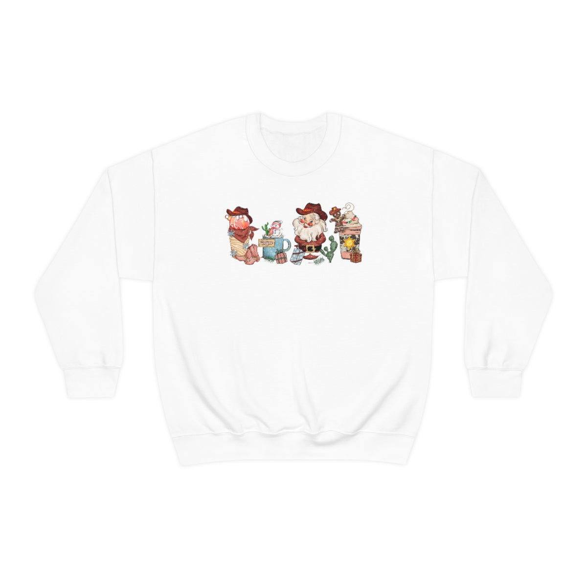Christmas Coffee Sweatshirt Retro Western Santa