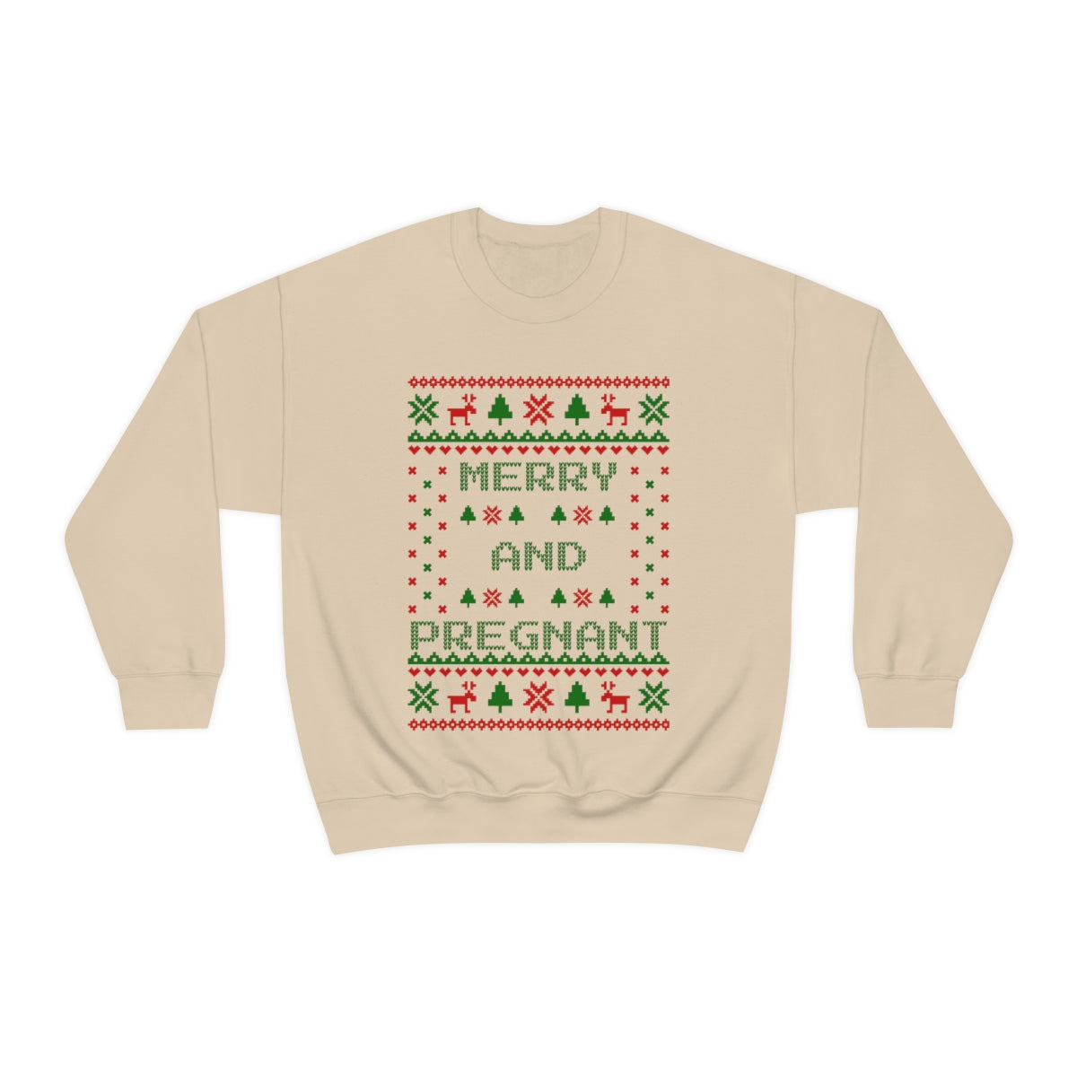 Merry and Pregnant Ugly Christmas Sweater Pregnancy Announcement Sweatshirt
