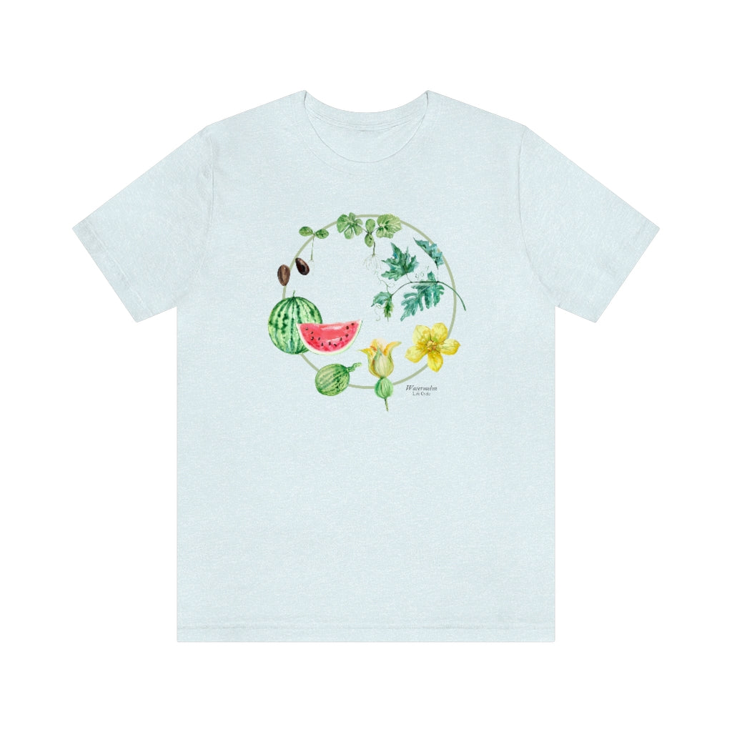 Watermelon Life Cycle Botanical Fruit Shirt, Cottagecore, Unisex Jersey Short Sleeve Tee