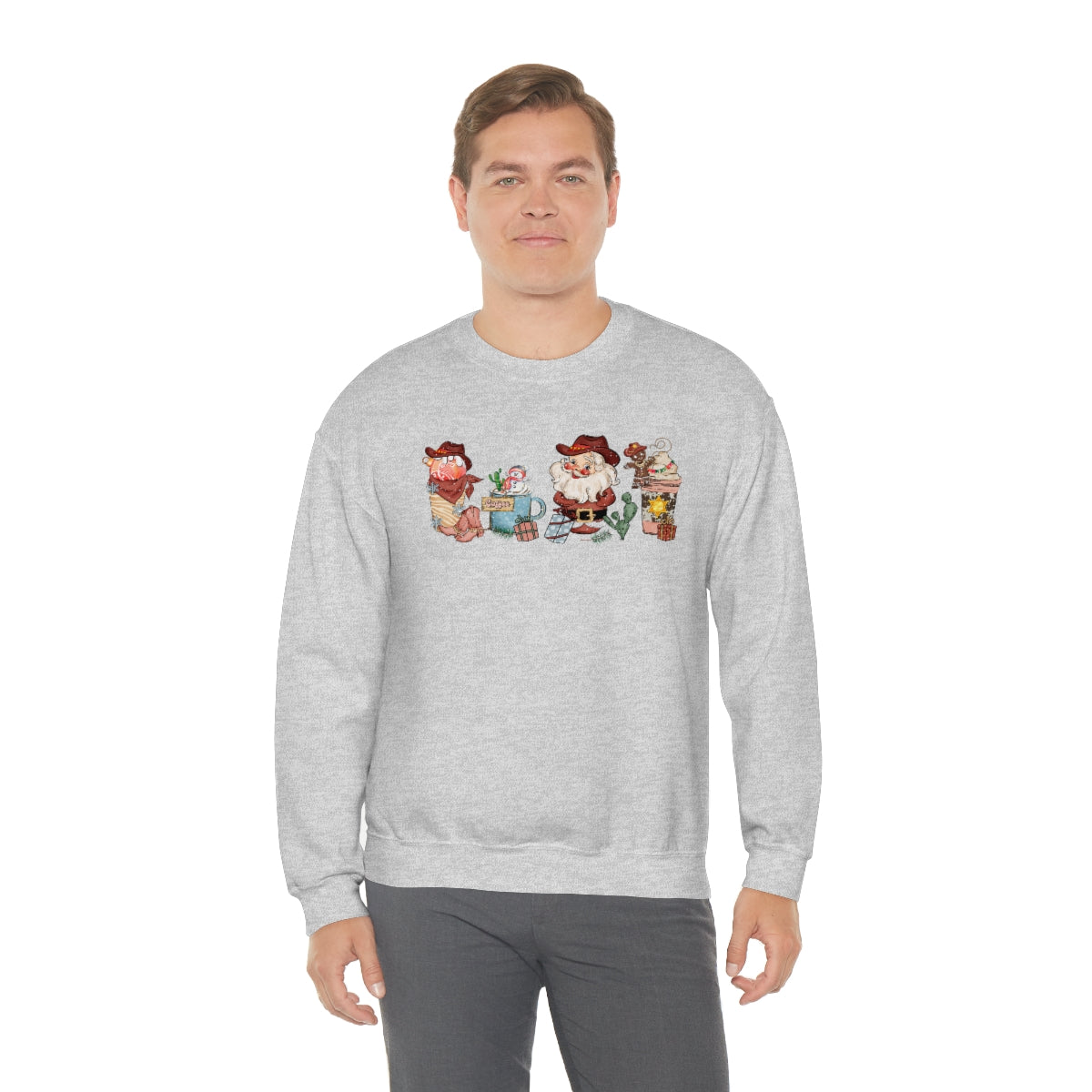 Christmas Coffee Sweatshirt Retro Western Santa