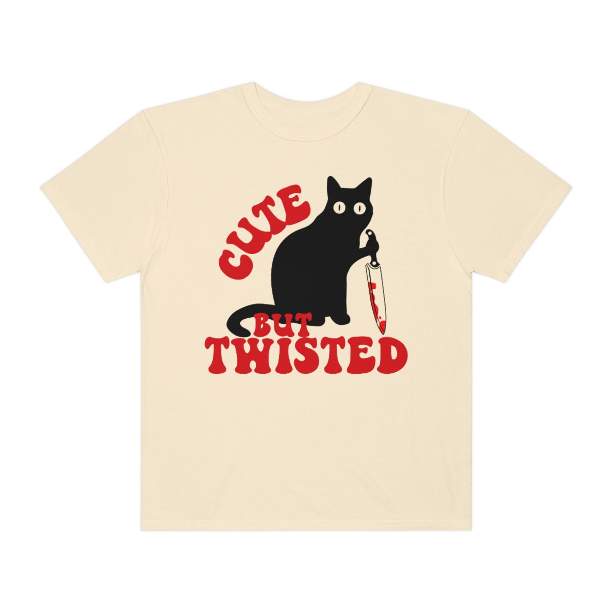 Cute but Twisted Cat with Knife Comfort Colors Retro Shirt