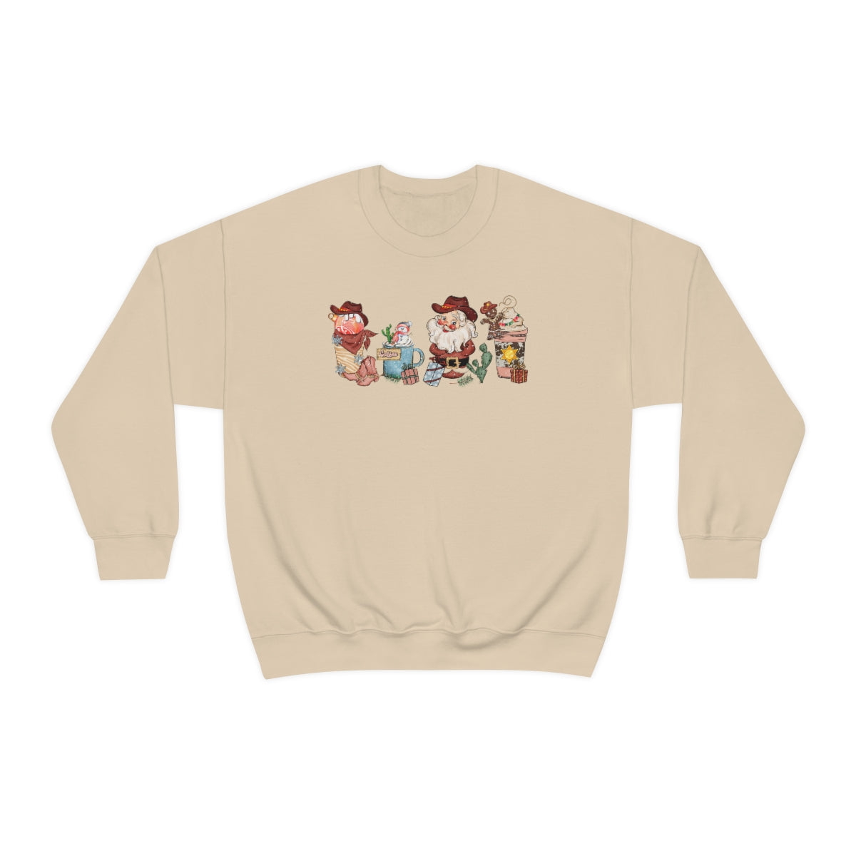 Christmas Coffee Sweatshirt Retro Western Santa