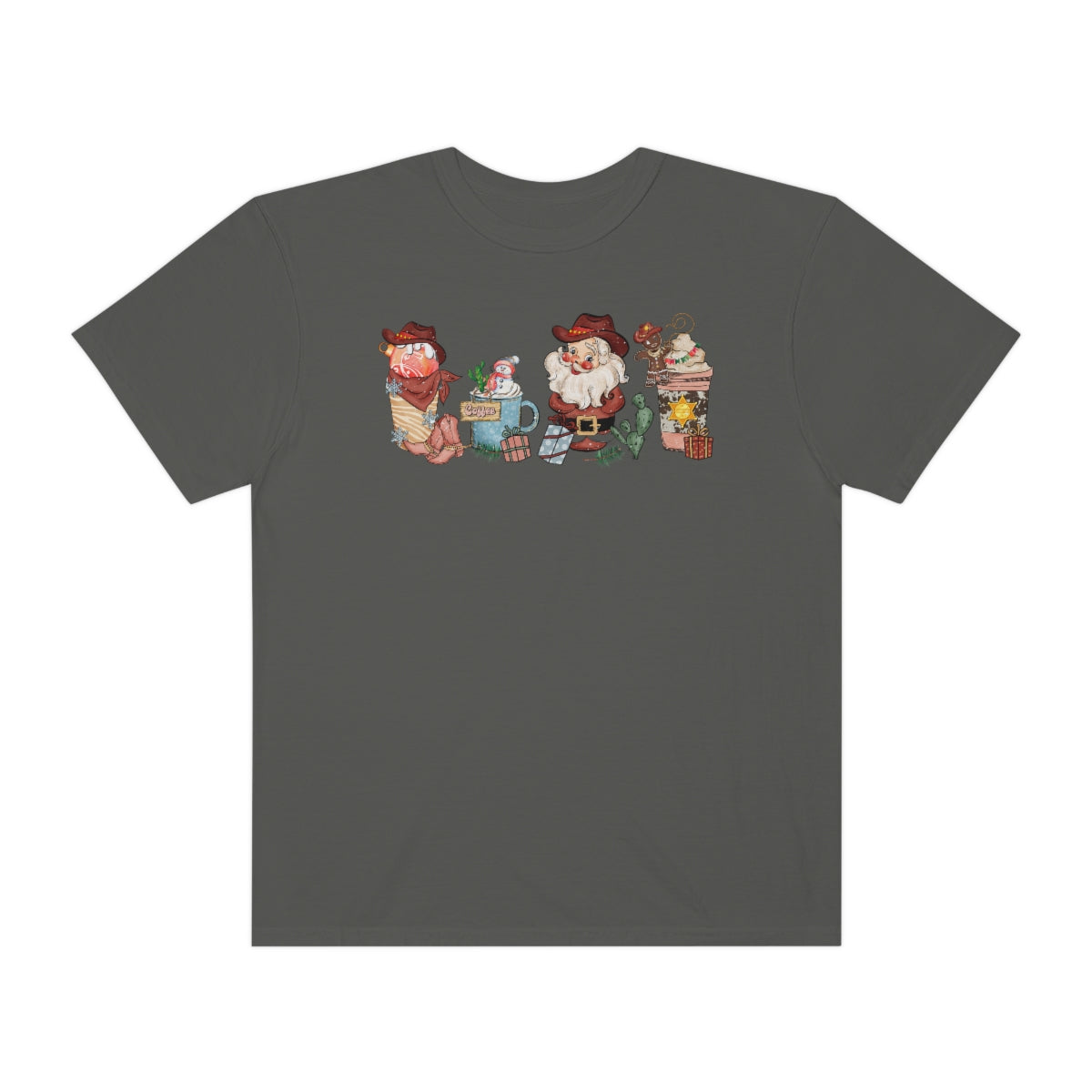 Coffee Christmas Cheer Tshirt Retro Country Christmas Shirt in Comfort Colors Pepper