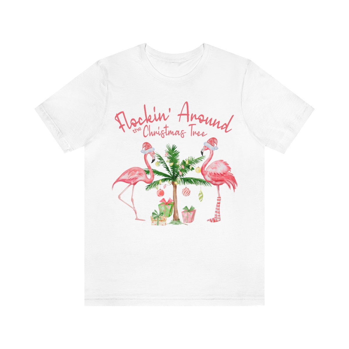 Flockin' Around The Christmas Tree Flamingo Christmas Crewneck Shirt