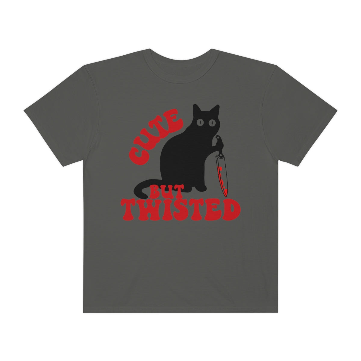 Cute but Twisted Cat with Knife Comfort Colors Retro Shirt