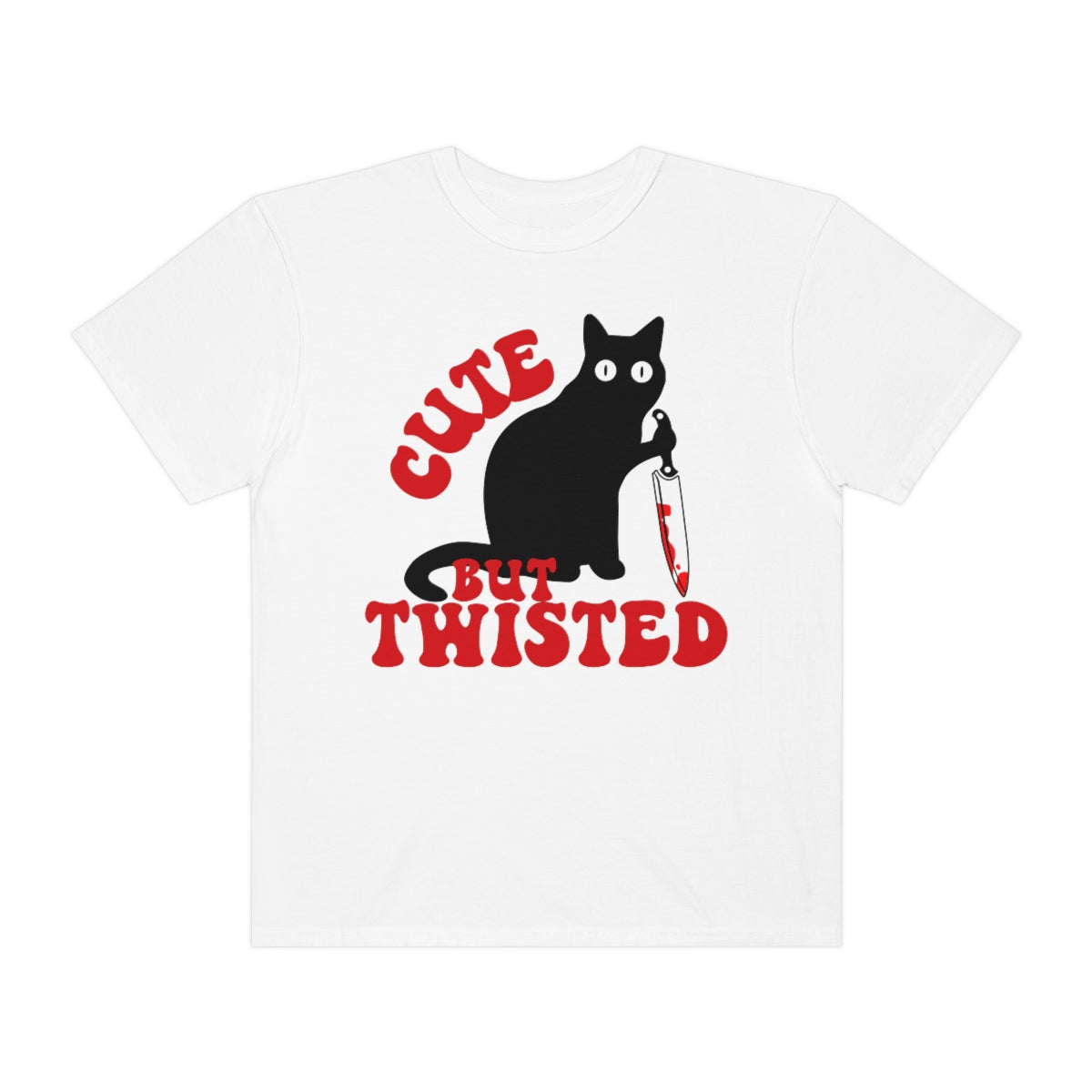 Cute but Twisted Cat with Knife Comfort Colors Retro Shirt