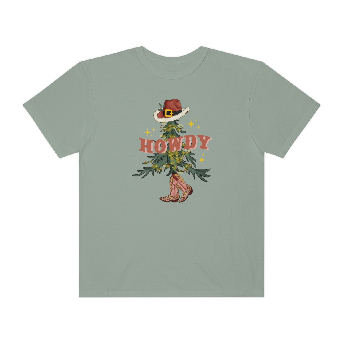 Howdy Cowboy Christmas Tree Retro Comfort Colors Shirt