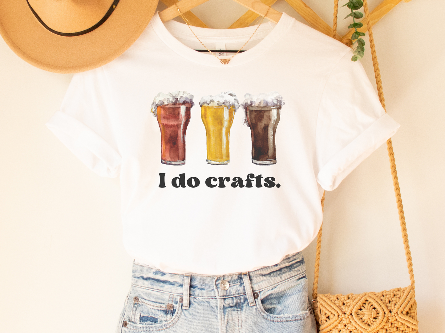 I DO CRAFTS Beer Shirt, Funny Unisex Jersey Short Sleeve Tee