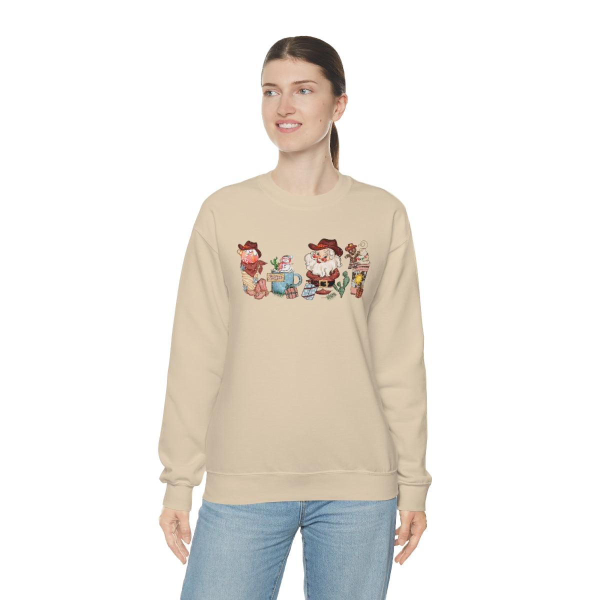Christmas Coffee Sweatshirt Retro Western Santa