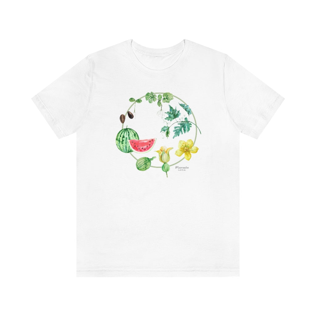 Watermelon Life Cycle Botanical Fruit Shirt, Cottagecore, Unisex Jersey Short Sleeve Tee