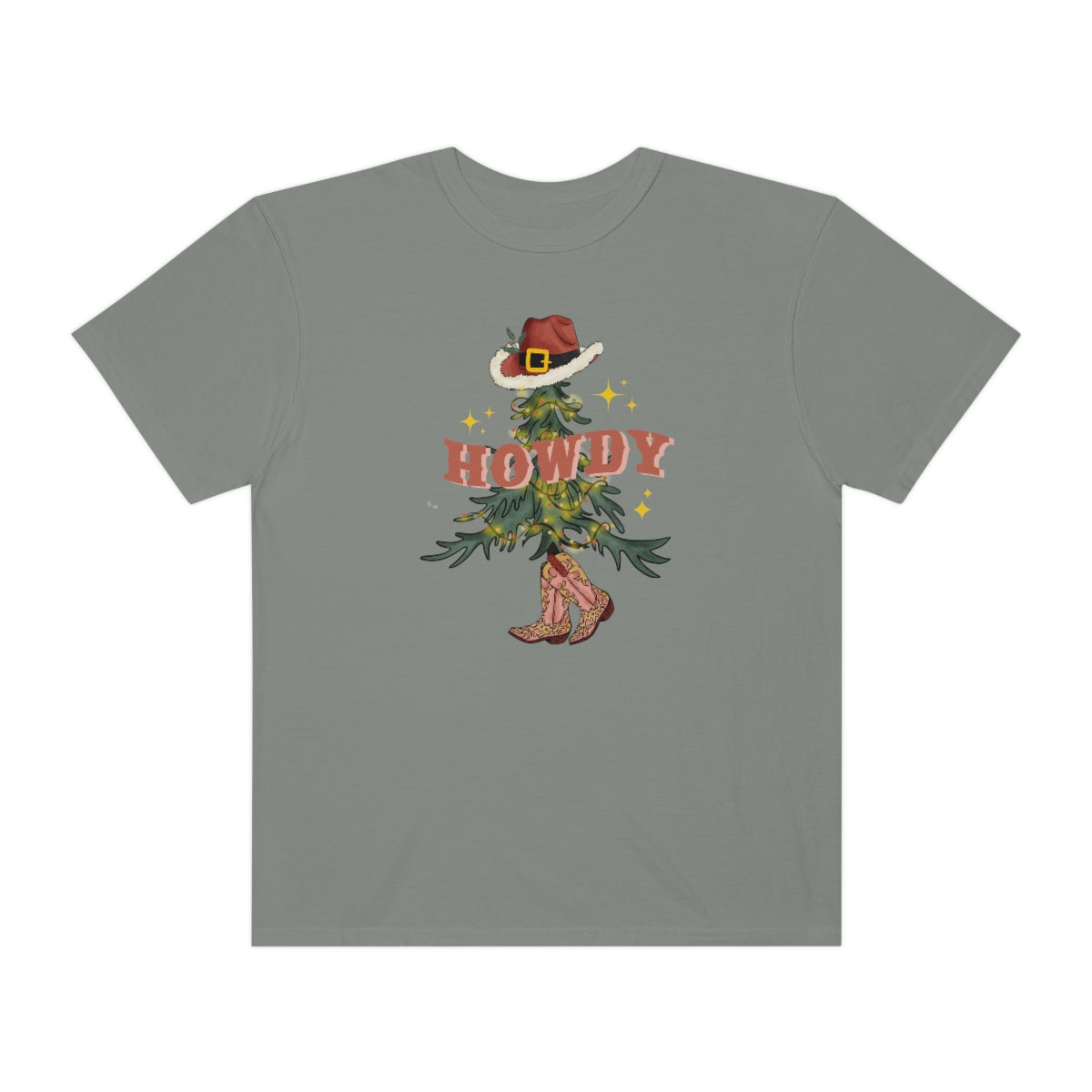 Howdy Cowboy Christmas Tree Retro Comfort Colors Shirt