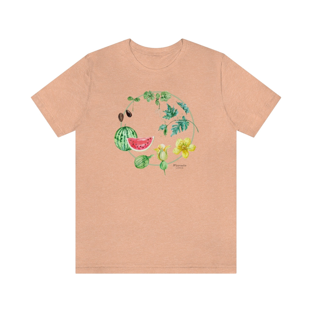 Watermelon Life Cycle Botanical Fruit Shirt, Cottagecore, Unisex Jersey Short Sleeve Tee