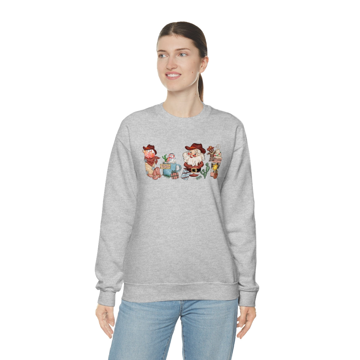 Christmas Coffee Sweatshirt Retro Western Santa