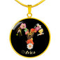Zodiac Necklace, Aries Sign Floral Bouquet Pendant