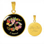 Zodiac Necklace, Cancer Sign Floral Bouquet Pendant