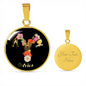 Zodiac Necklace, Aries Sign Floral Bouquet Pendant