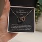 Happy Valentine's Day Gift for Her, Daughter, Girlfriend, Wife, Stepdaughter, Granddaughter, Niece, CZ Interlocking Hearts Necklace