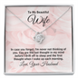 To My Beautiful Wife Love Knot Pendant Necklace Rose Background Message Card