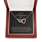 Happy Valentine's Day Gift for Her, Daughter, Girlfriend, Wife, Stepdaughter, Granddaughter, Niece, CZ Interlocking Hearts Necklace