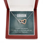 True Crime Junkie Gift for Cousin, Interlocking Hearts Necklace