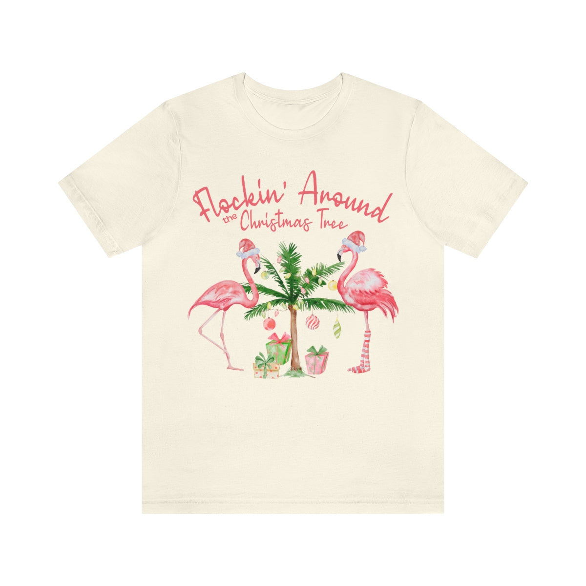 Flockin' Around The Christmas Tree Flamingo Christmas Crewneck Shirt