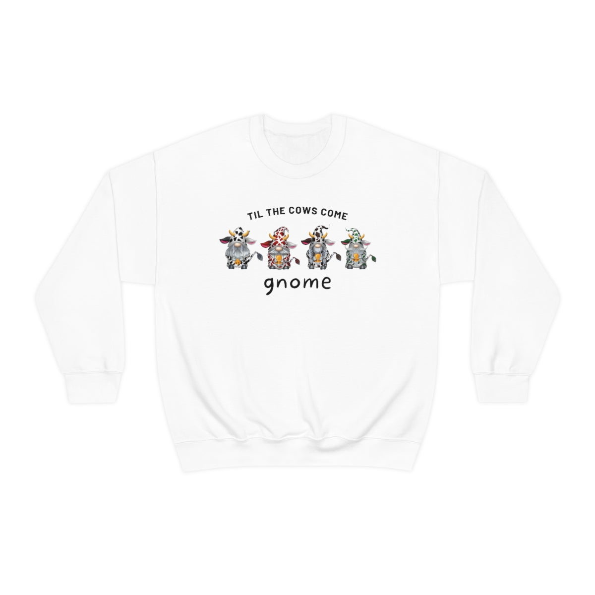 Til The Cows Come Gnome Sweatshirt, Funny Gnome Gifts, Gnome Shirt, Gnomes in Cow Print Sweaters, Winter Gnomes
