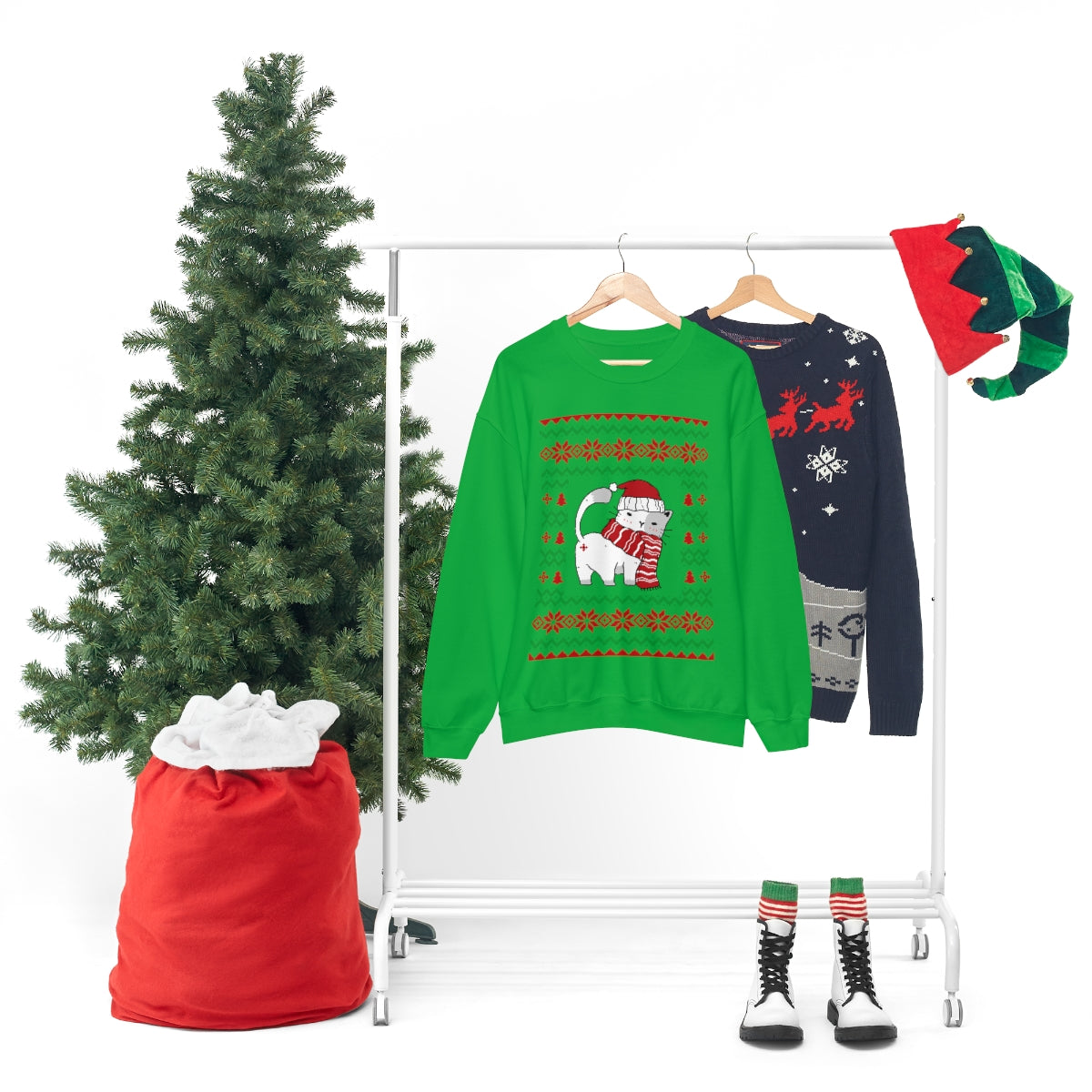 Ugly Christmas Sweater Cat Butt Unisex Sweatshirt