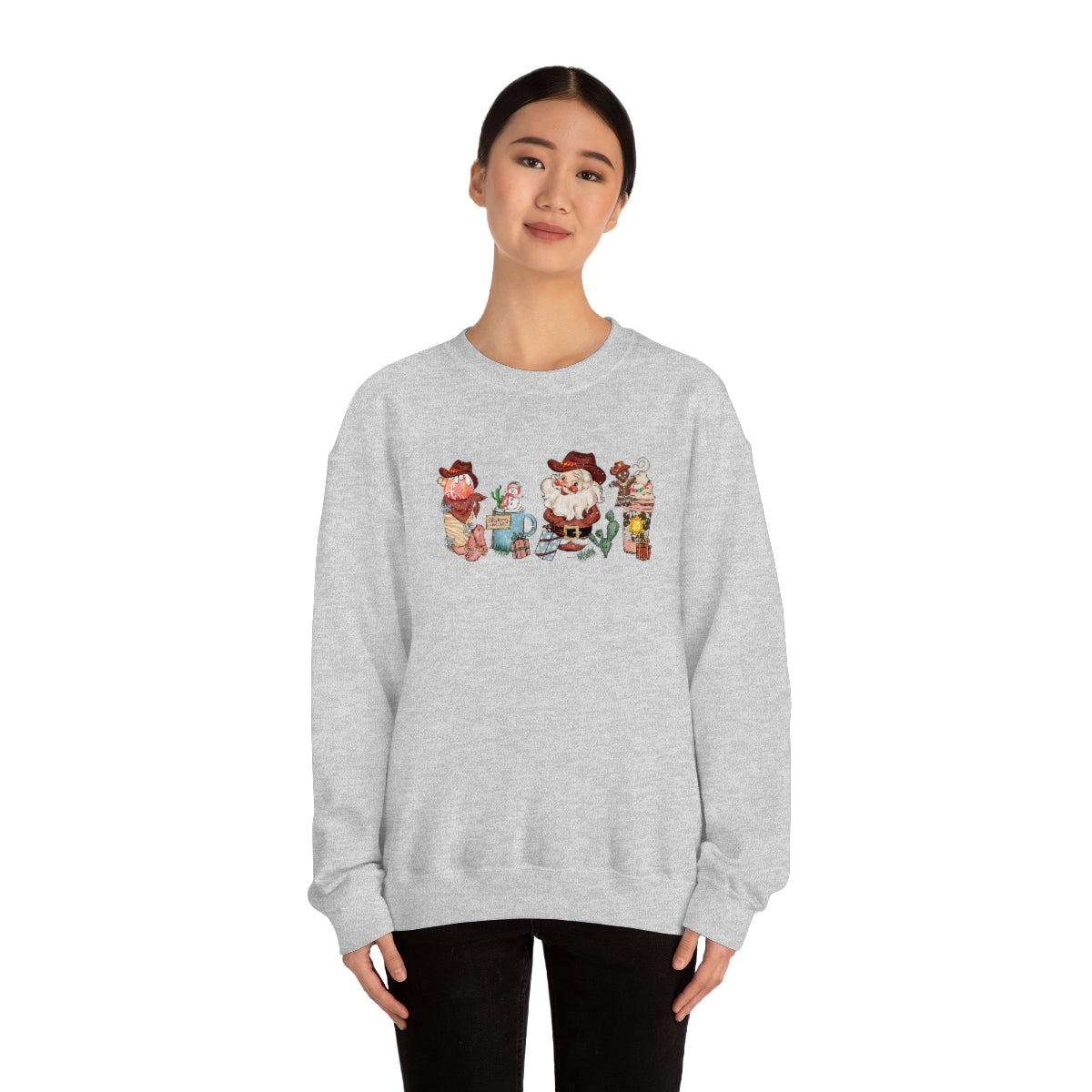 Christmas Coffee Sweatshirt Retro Western Santa