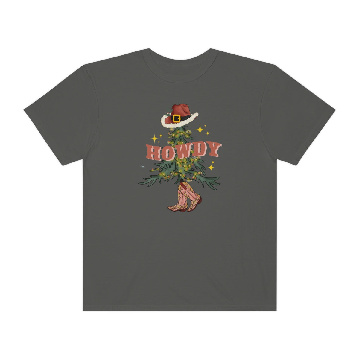 Howdy Cowboy Christmas Tree Retro Comfort Colors Shirt