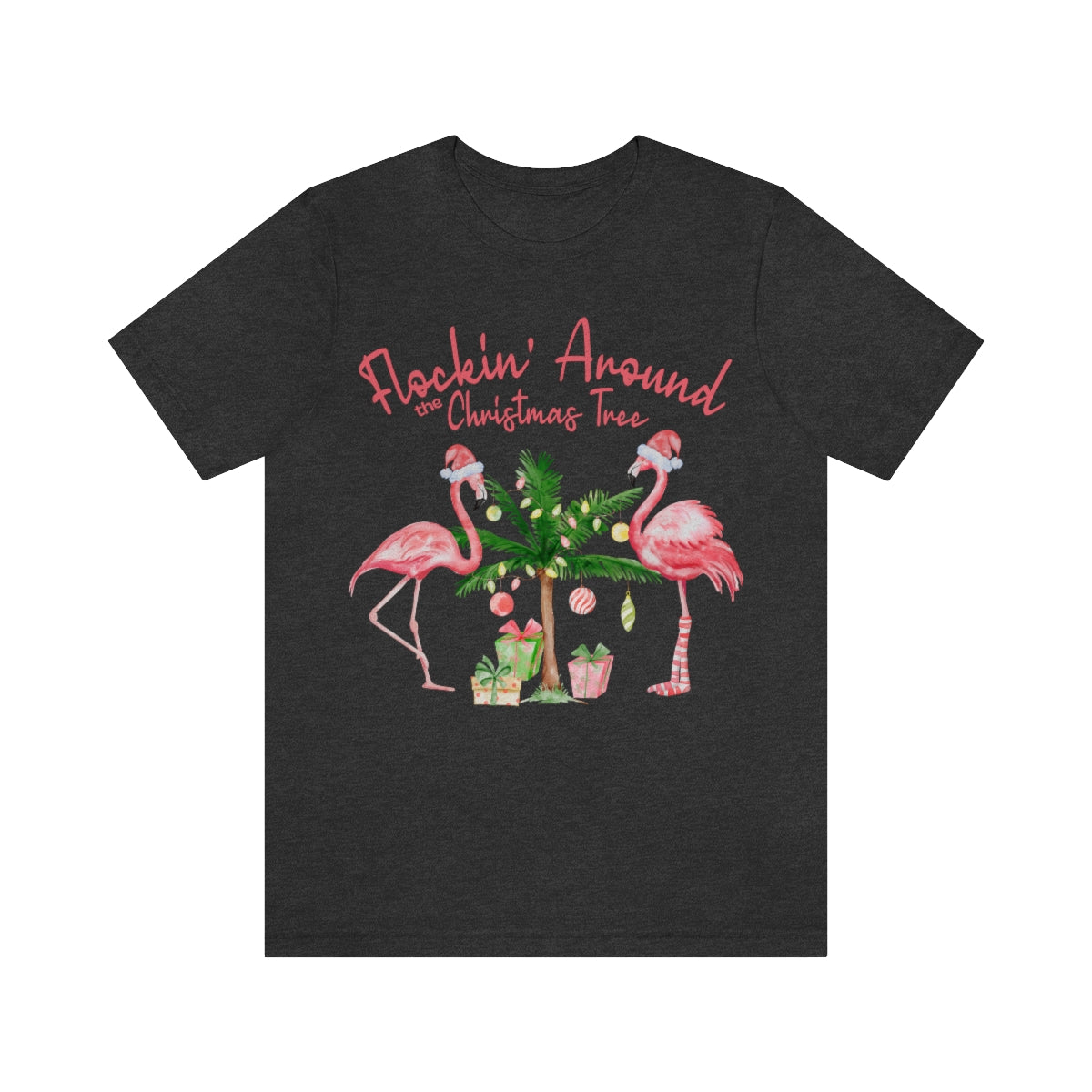 Flockin' Around The Christmas Tree Flamingo Christmas Crewneck Shirt