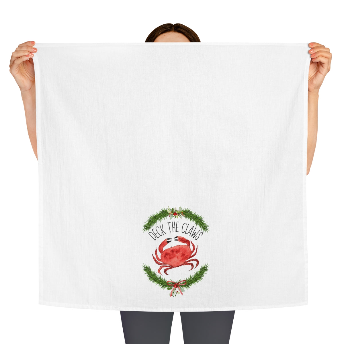 Deck The Claws Crab Christmas Tea Towel