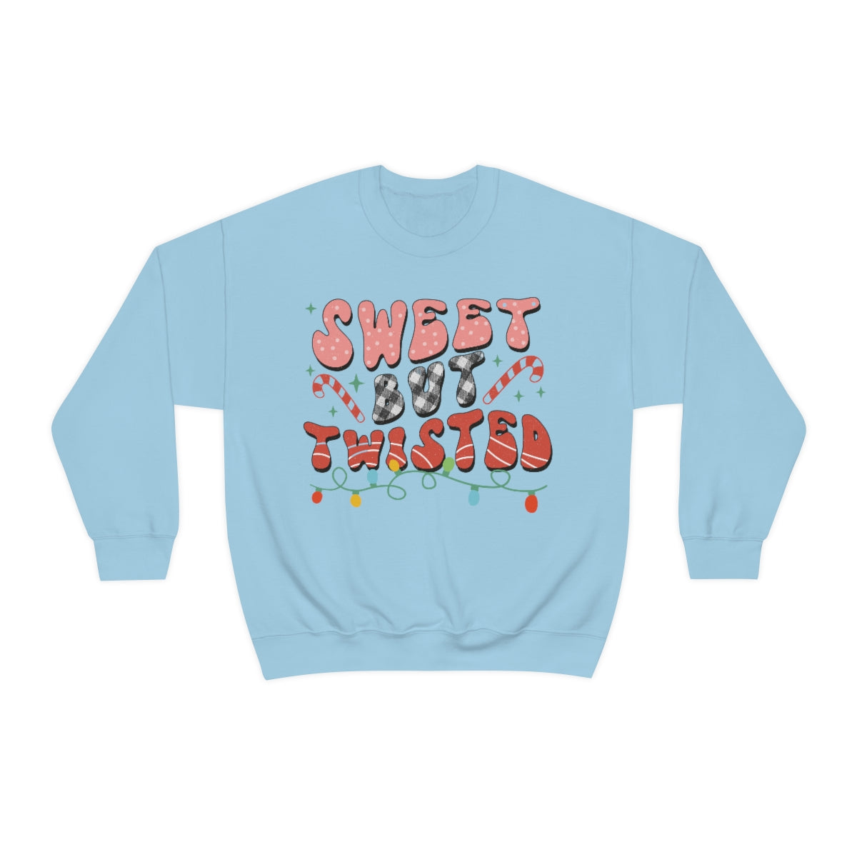 Sweet But Twisted Retro Candy Cane and Buffalo Plaid Christmas Sweatshirt