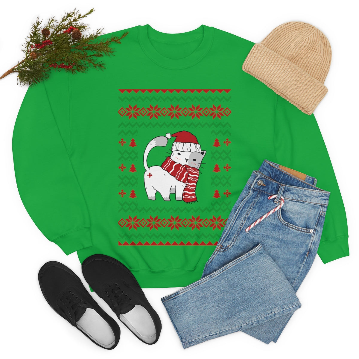 Ugly Christmas Sweater Cat Butt Unisex Sweatshirt