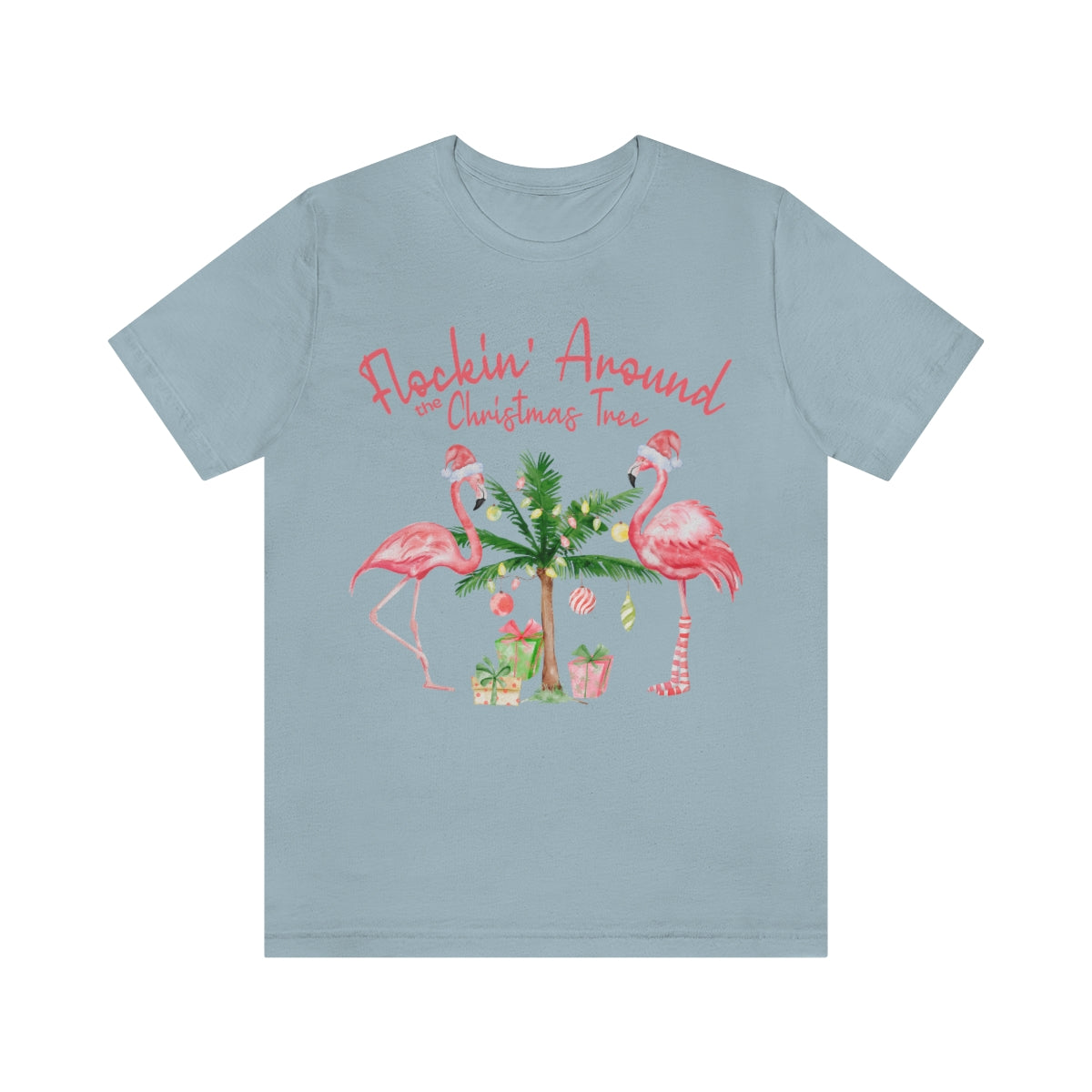 Flockin' Around The Christmas Tree Flamingo Christmas Crewneck Shirt