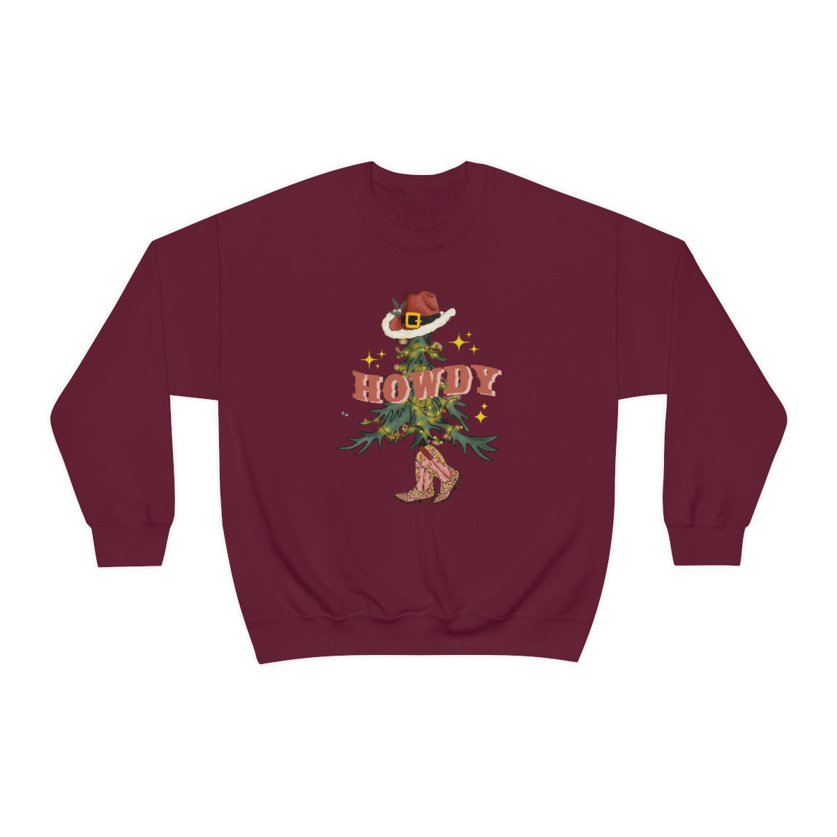 Howdy Cowboy Retro Santa Tree Sweatshirt