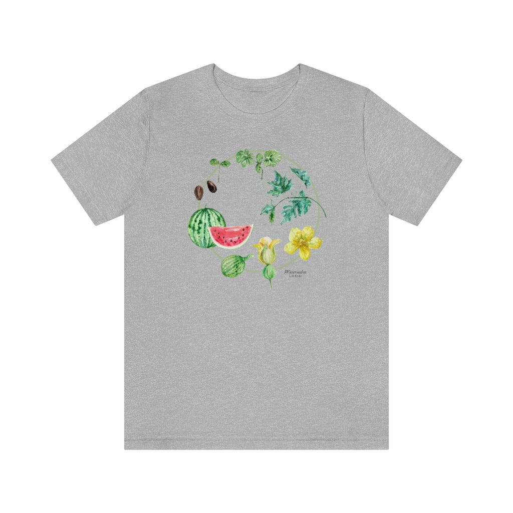 Watermelon Life Cycle Botanical Fruit Shirt, Cottagecore, Unisex Jersey Short Sleeve Tee