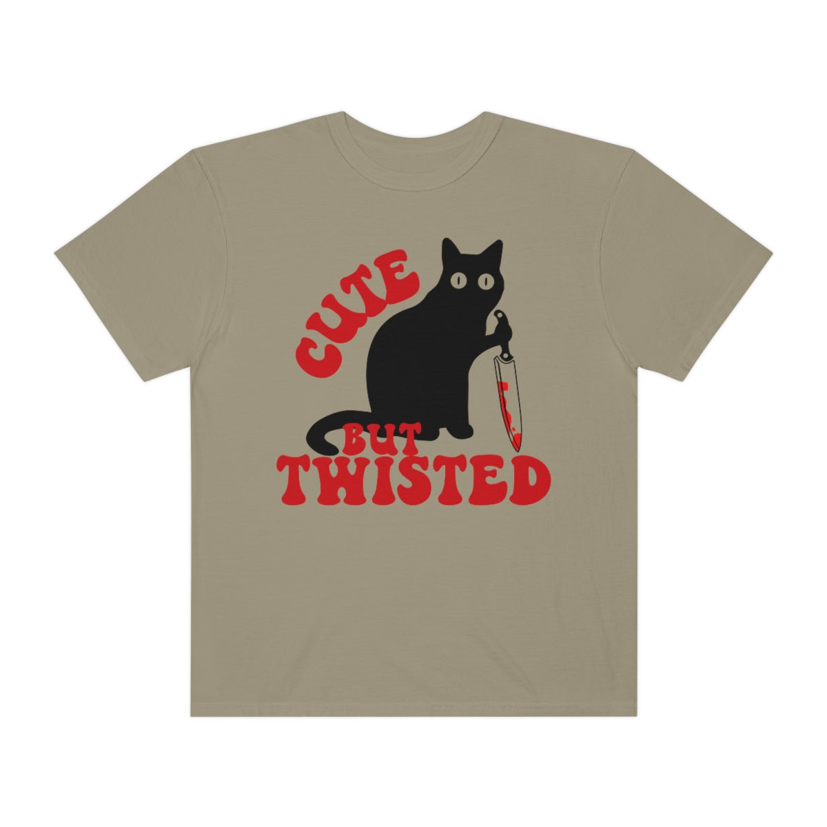 Cute but Twisted Cat with Knife Comfort Colors Retro Shirt