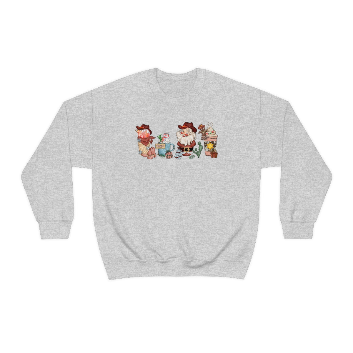 Christmas Coffee Sweatshirt Retro Western Santa