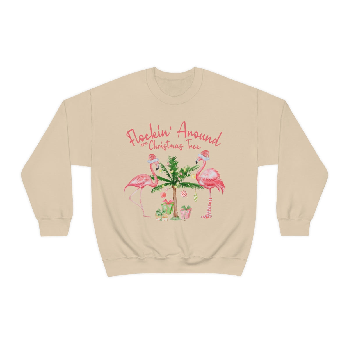 Flamingo Sweatshirt Retro Flockin' Around The Christmas Tree