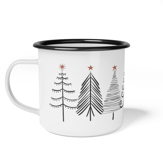 Minimalist Mid Century Modern Christmas Tree Enamel Camp Mug